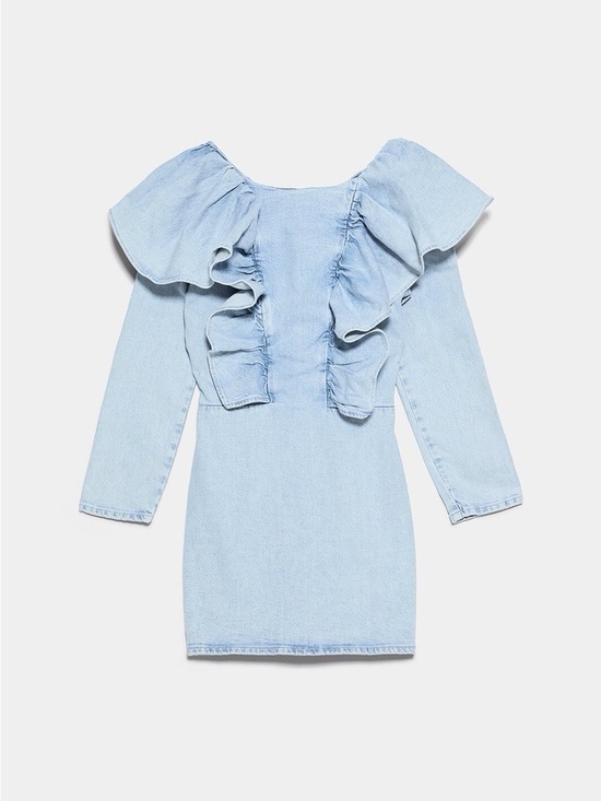 Zara Dresses & Skirts - Zara women Ruffle Denim Dress NWT ✨